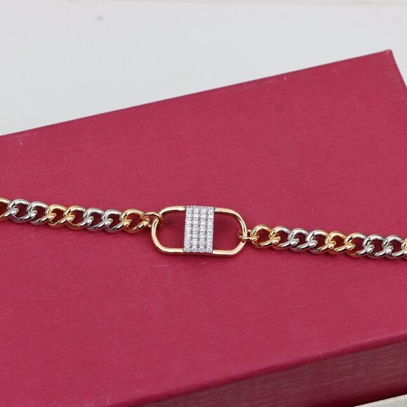 Stylish Rose Gold and Silver Dual Tone Bracelet with Crystal Accent, XPBL0633 : - Picture 9 of 12